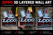 Zippo Windproof Lighter 3D Layered Wall Art Plaque | Free Standing Display |