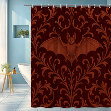Halloween Bat Shower Curtain with Elegant Floral Design