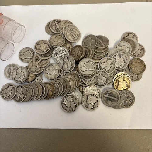 One Hundred 100 Mercury Dimes 90% Silver 1916 - 1939 Coins bulk lot