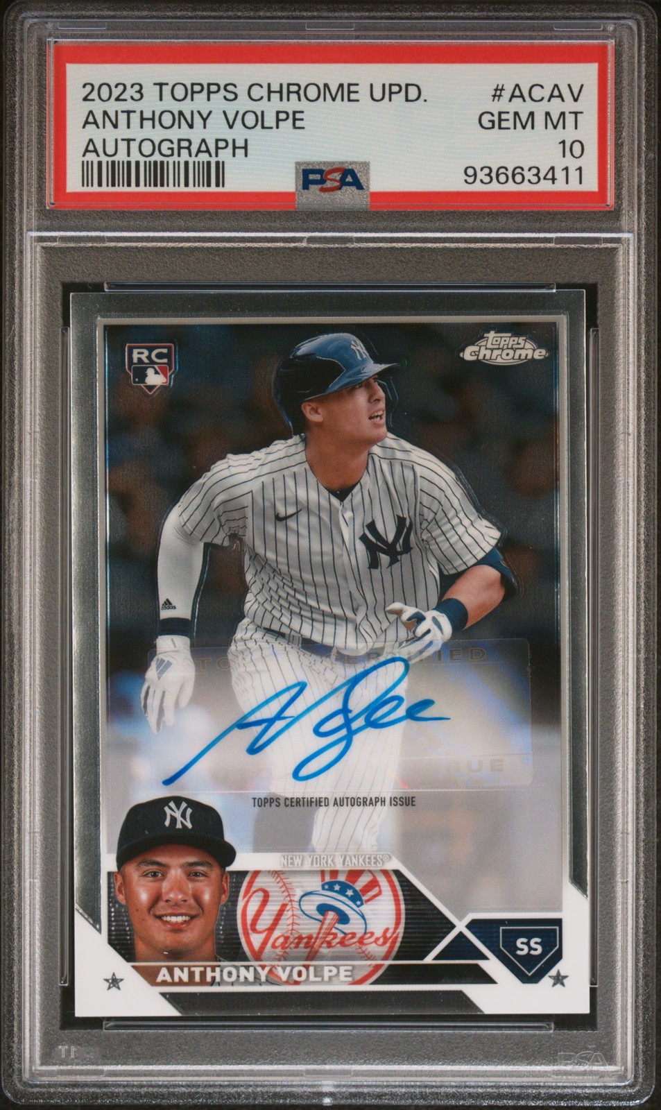 Anthony Volpe 2023 Topps Chrome Update Autograph #ACAV PSA 10