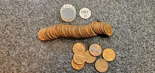 Roll of ( 50 ) UNC 1957d Lincoln Wheat Cents !! UNC RD !!