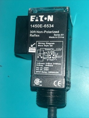   Eaton 1450E-6534 Retroreflective Photoelectric Sensor, Dual Key Micro  