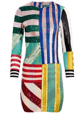 💕 $995 ALICE & OLIVIA DELORA SORBET STRIPE SEQUINED MINI DRESS STUNNING SZ 2