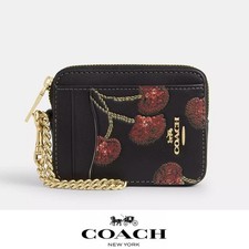 NWT Coach Zip Card Case with Cherry Print