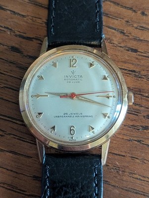 Invicta Automatic DeLuxe 25 Jewel vergoldete Uhr, funktioniert #S349