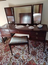 Dark wood dressing table & stool
