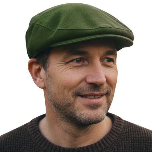 Berretto Flat Cap In Moleskin GAME - Verde Oliva - Taglia X-Large - 100% Cotone - 3
