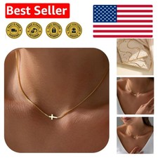 Stylish 14K Gold Cross Necklace - Adjustable Dainty Faith Jewelry for Gifts