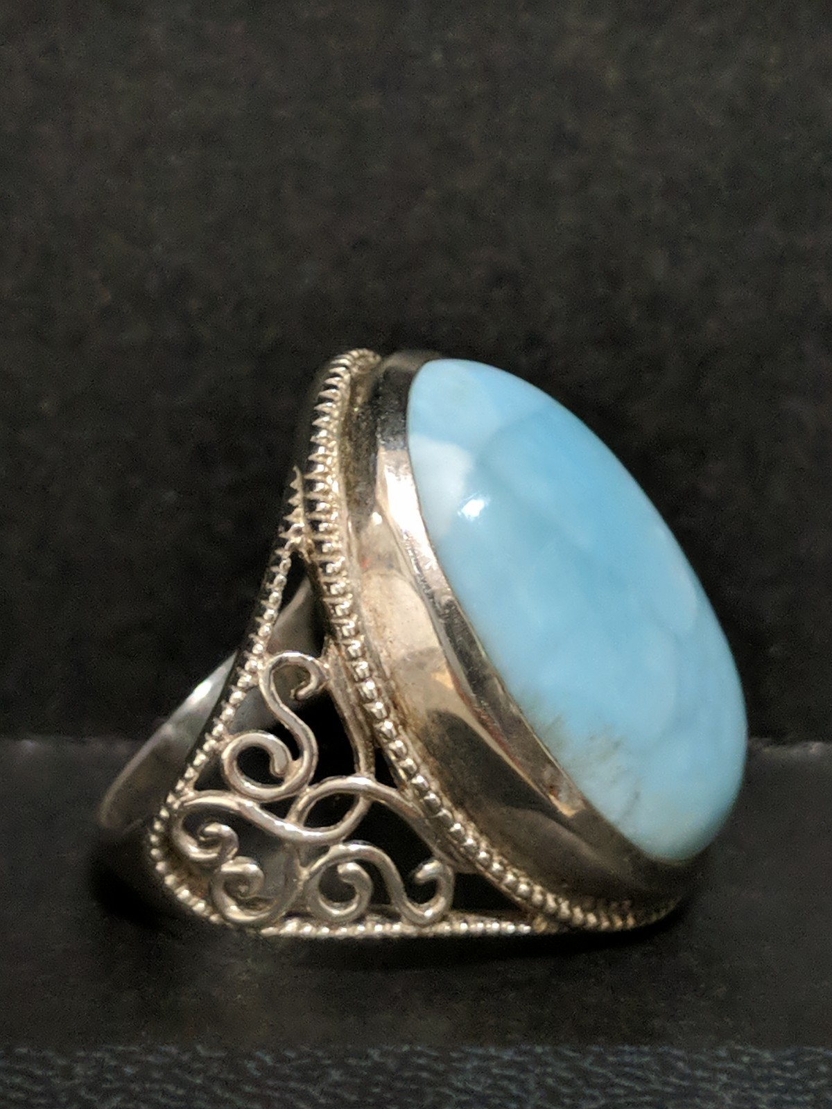 Sterling Silver Turquoise-Style Statement Ring Si… - image 3