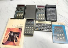 Large lot of 5 Hewlett Packard Vintage Calculators HP-35 HP-21 HP-18C HP-21C