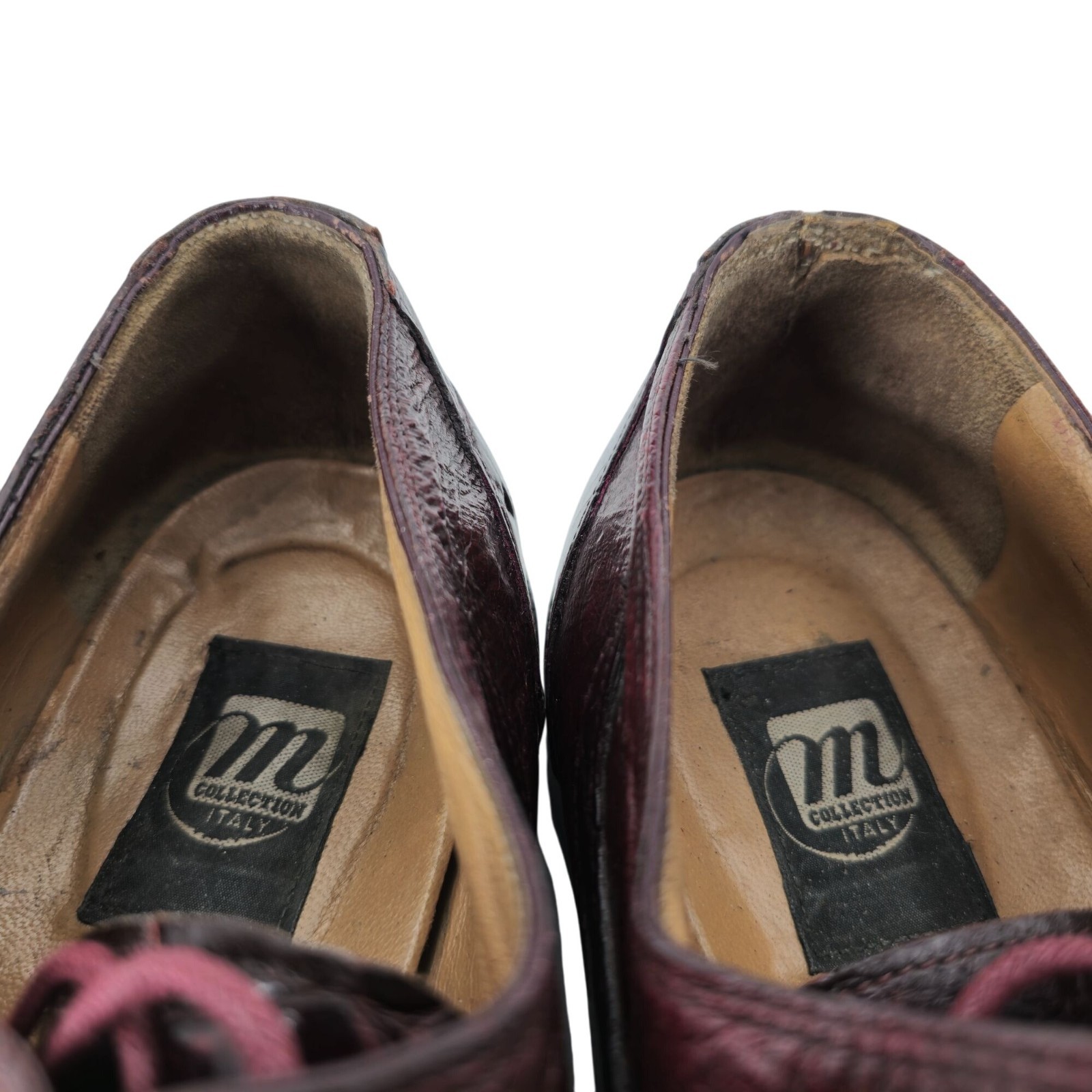 Vintage Mauri Burgundy Alligator Ostrich Exotic Dress Shoes 11.5M Derby Oxfords