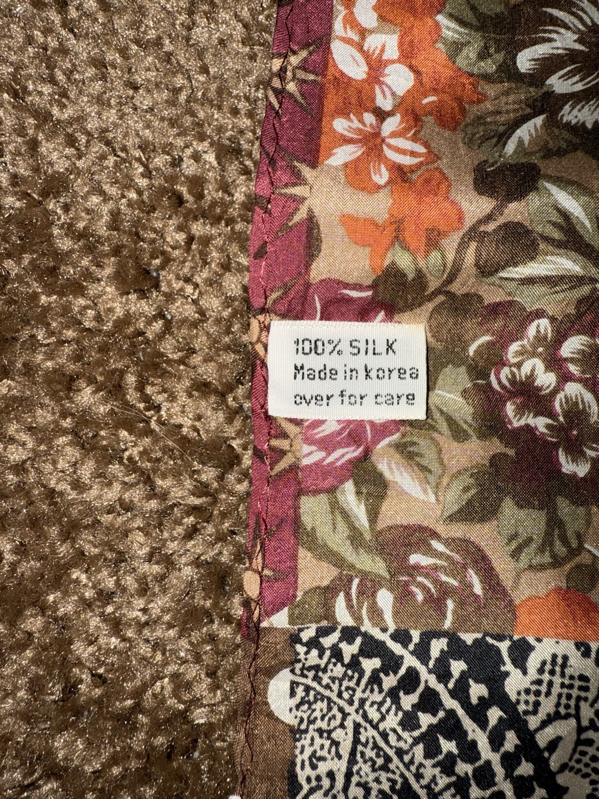 Patchwork Floral Scarf 100% Silk Rectangle - image 3