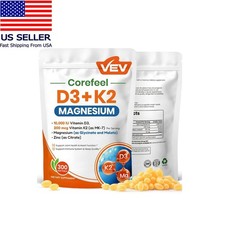 VEV Vitamin D3 K2 10,000 IU Magnesium Supplement 300 Softgels