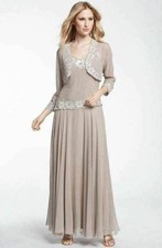 J Kara Beaded Dress  Bolero Sz 8 Champagne