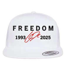 Charlie Kirk "Freedom" White Trucker Hat 1993-2025 - Embroidered Memorial Cap