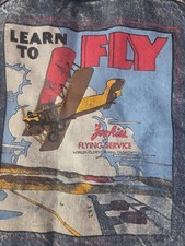 Vintage Learn to Fly Denim Blue Jean Jacket XL Stone Wash Trucker Grunge