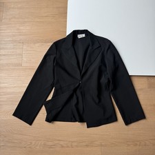 Vintage Y2K Black Blazer Hook and Eye Closure Tie Back Jacket Large Tailored