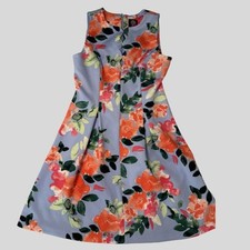 Vince Camuto Floral A-Line Dress - Scalloped Neckline - Size 6