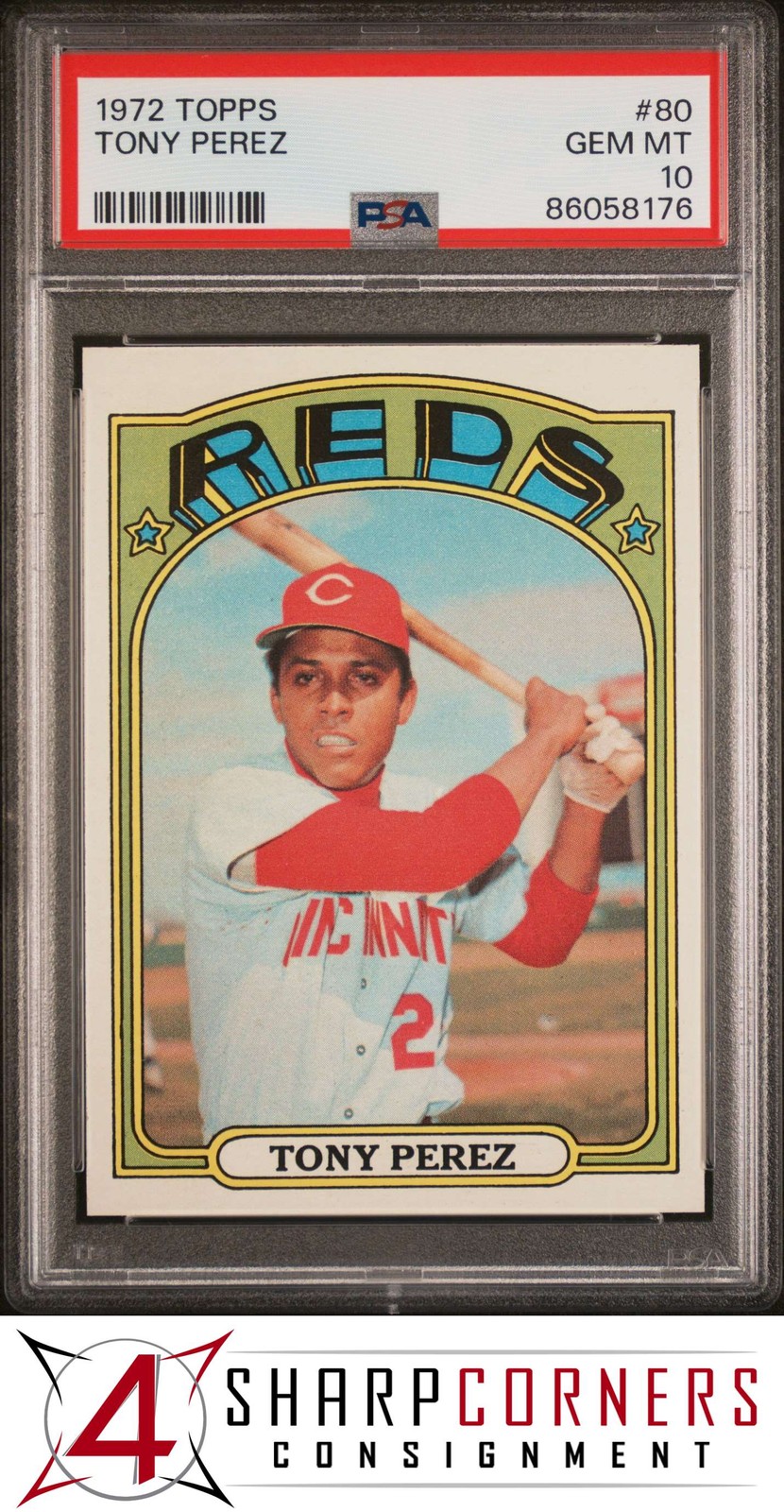 1972 TOPPS #80 TONY PEREZ REDS HOF 4SC ELITE PSA 10