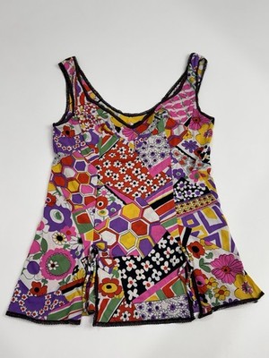 Vintage Mr. P.J. by Barat Patchwork Print Sleep Tank Nylon
