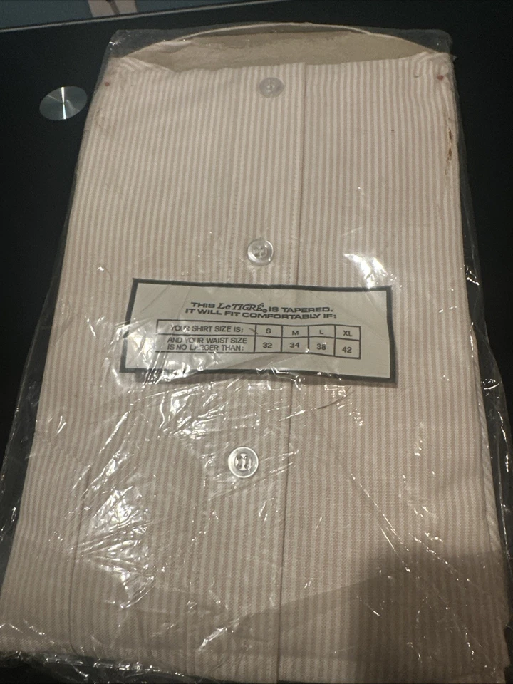 Le Tigre Shirt XL 17-17.5 Casual Classic Button Up Long Sleeve Striped Mens New - Image 4 of 4