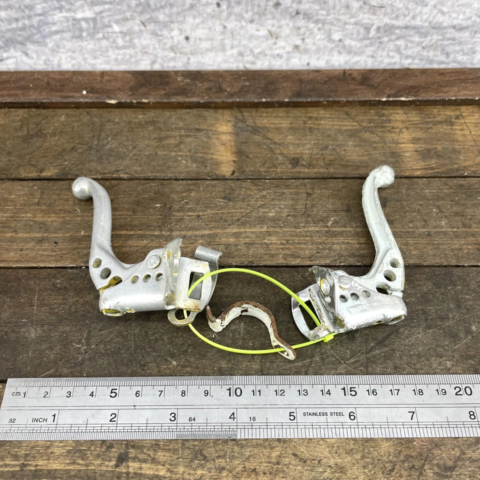 Par de palancas de freno vintage Odyssey BMX plateadas de aleación perforadas de la vieja escuela años 80 Foto 3 de 4