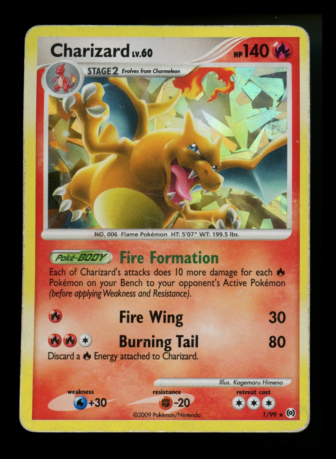 #3 Charizard 1/99 Arceus 2009 Cracked Ice Holo Pokémon Card TCG
