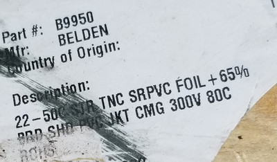 Belden 9950 22/50C Shielded EIA RS-232 Control/Instrumentation Cable Chrome /5ft