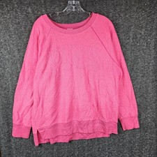 PINK Victoria's Secret Sweatshirt Women Medium Pink Textured Logo Pullover