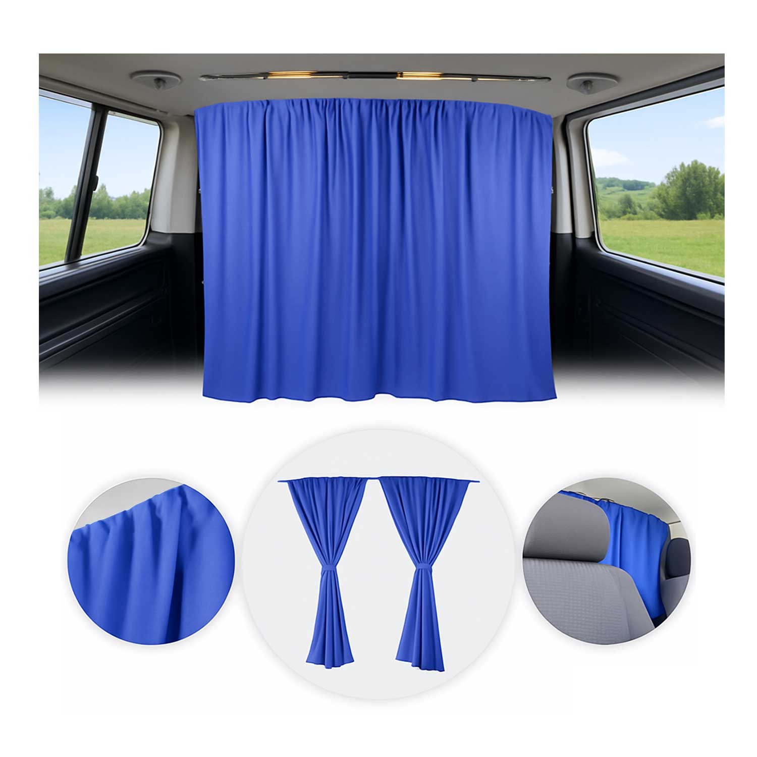 Rideau de séparation de cabine universel H1 en tissu bleu foncé pour voiture