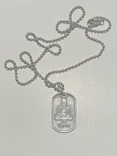 Vintage 925 Sterling Silver King Baby Buddha Dog Tag Necklace 17.04g