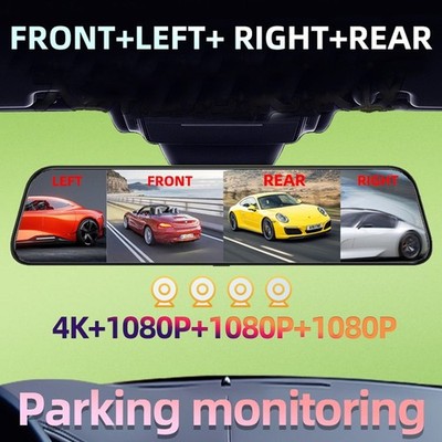 Car Dash Cam Rearview Mirror Video Recorder Blind Spot Detection Loop Recording