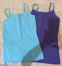 Pre Loved Lot 2 Justice Camis W/ Built In Bra In Purple  Aqua Sz 12
