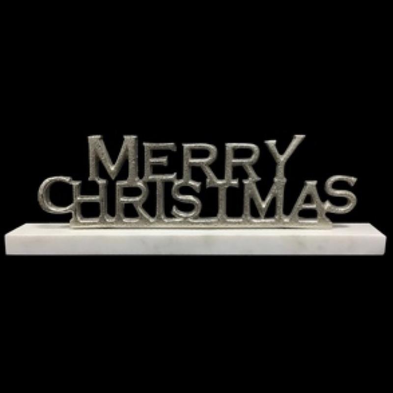 Merry Christmas Sign Ornament Nickel Décor Xmas Home Decoration Free Standing