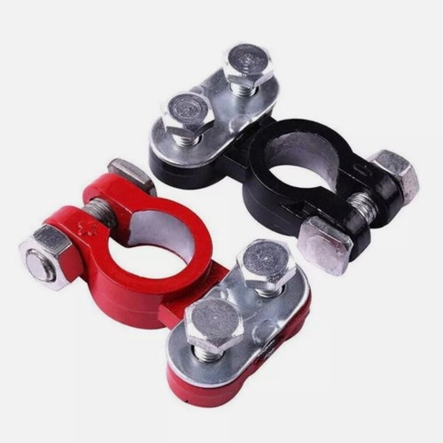 2PCS Positive Negative Car Battery Cable Terminals Top Post Connectors Clamp New - Picture 8 of 13