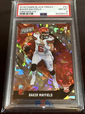 2018 Black Friday Cracked Ice Baker Mayfield Rc PSA 8   6/10 Jersey #