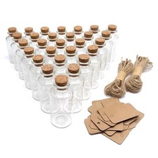 100 Pieces 30 ML Glass Bottles with Cork Stoppers Mini Small Glass Bottles, f...