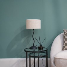 Black Metal Wiggle Table Lamp Bedside Bedroom Waved Light Cream Boucle Lampshade