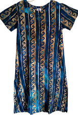 Dress or Fabric, Long A-Line, Vertical Waves Batik, Size LG, Rayon, Hand Made
