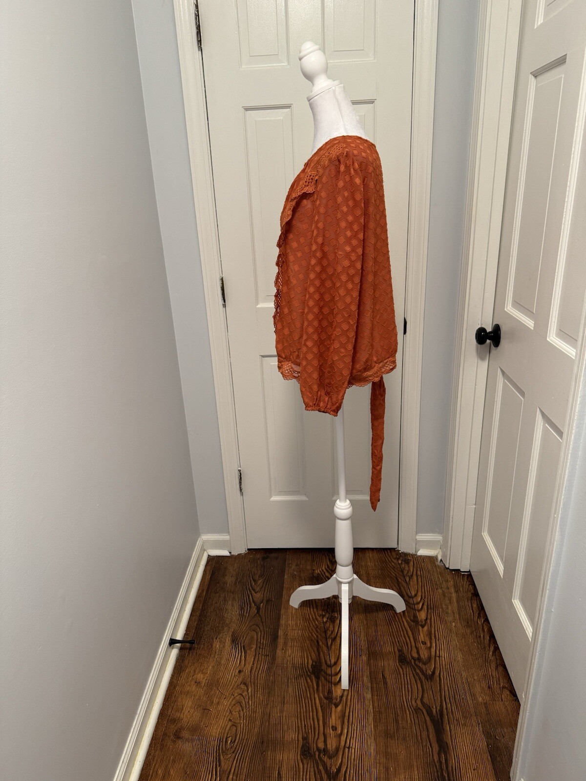 Haute Fox Sheer Rust Diamond Shape Pattern Long S… - image 10