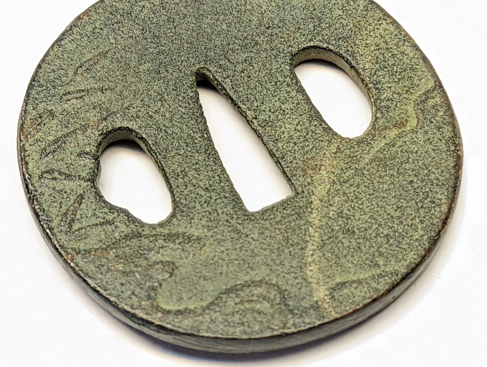 Japanese Samurai Tsuba Antique Frogs Toad Bamboo Samurai Sword Guard - Image 3 of 4