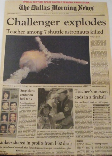 VTG ORIGINAL 12/29/86 DALLAS MORNING NEWS CHALLENGER EXPLODES ASTRONAUTS KILLED - Picture 2 of 6