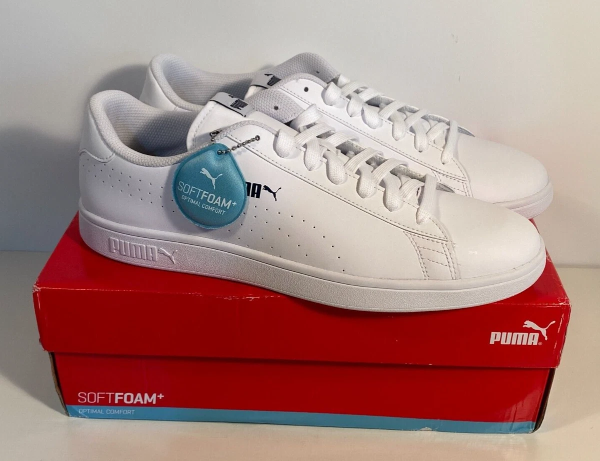 Puma smash v2 hotsell l perf white sneakers