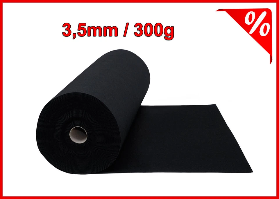 MAXGESCHÄFT Filz 3,5mm Schwarz SOFT Filzstoff Stark 100x150cm Bastelfil meterware AUTOFILZ