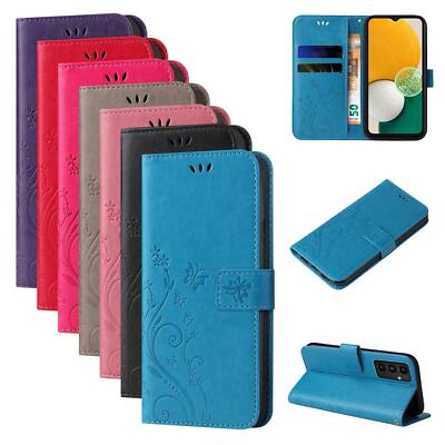 Handy Tasche für Samsung Galaxy A13 Handyhülle Blumen Cover Case 9H Displayglas
