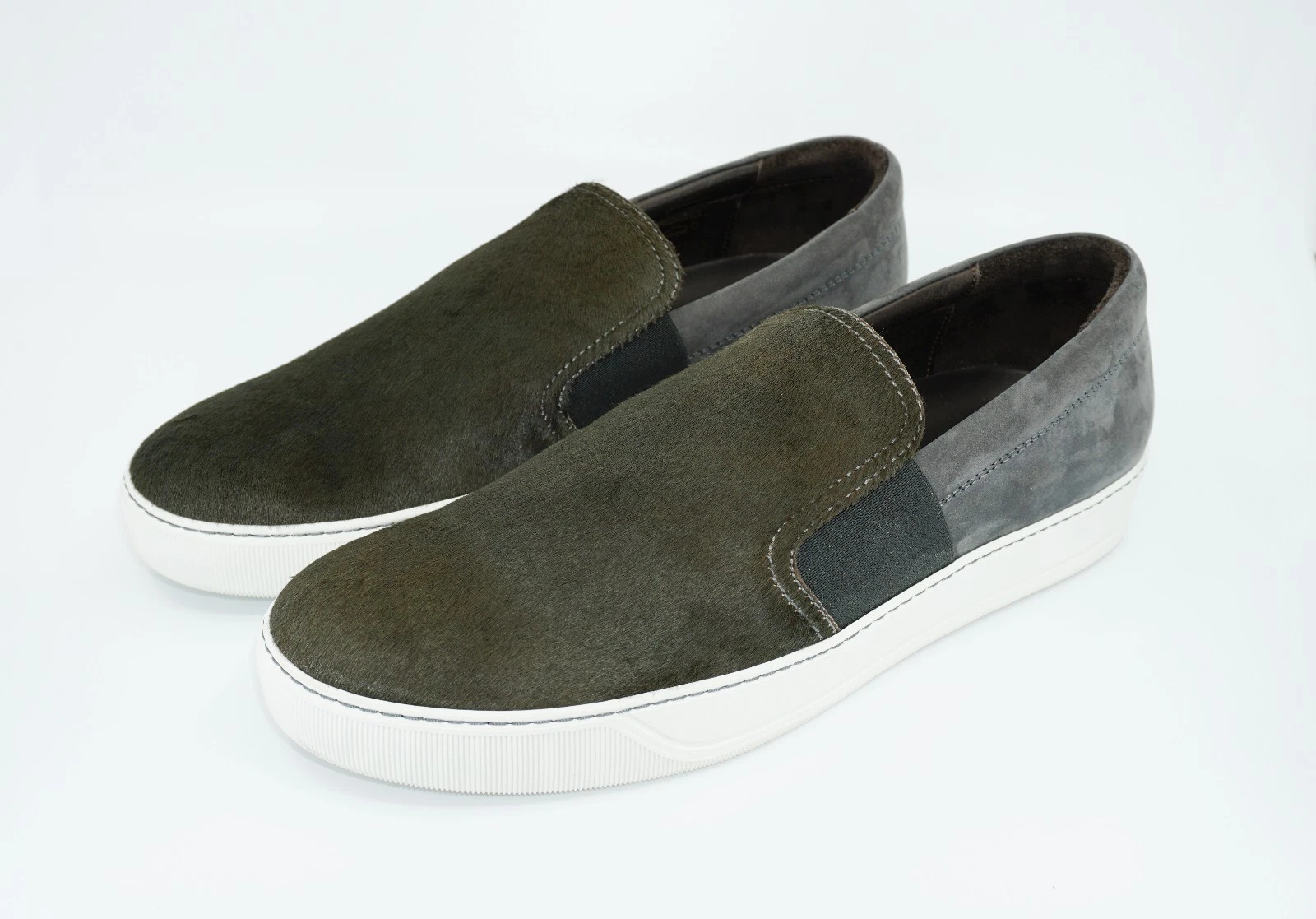 Lanvin — Lanvin Men's Calf Hair and Suede Skate Sneaker, Brown/Khaki, MSRP $670