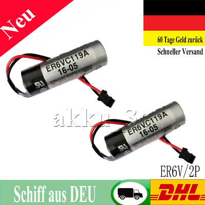 2 pcs ER6V 3.6V ER6VC119B 3.6V 2000mAh PLC Akku Battery With Black Plug Batterie