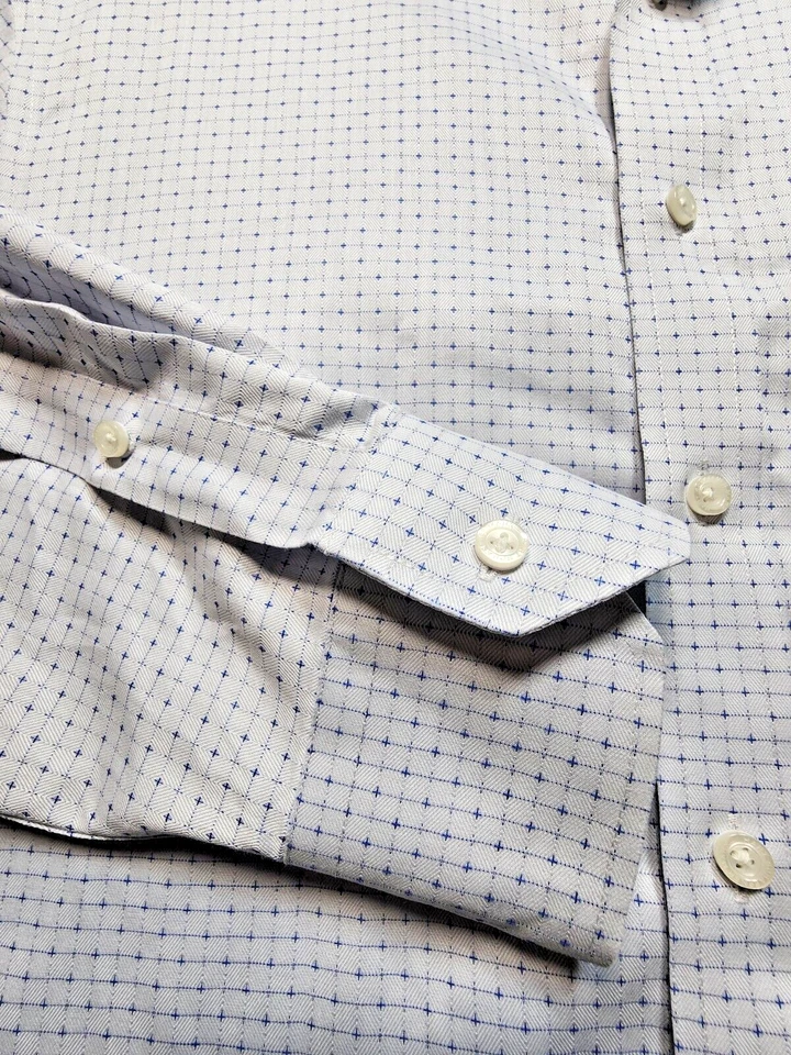 Hart Shaffner Marx Long Sleeve Dress Shirt Gray Spotted Mens Size 15.5 - 33 - Image 2 of 4