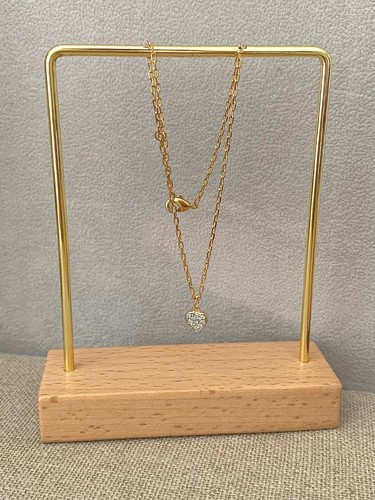 Catena Caviglia Cuore Cristallo Zirconio Microserti Placcato Oro 18 Carati - Foto 3 di 6