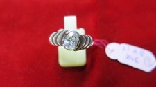 1960s Vintage Sterling Silver Art Deco Ring Size 8 with Cubic Zirconia Filigree